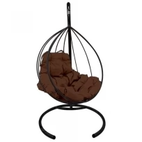 Подвесное кресло M-GROUP капля без ротанга чёрное, коричневая подушка