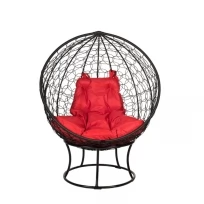 Кресло из ротанга Black Orbis красная подушка