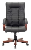 Кресло руководителя KB-10WALNUT Дерево, Кожа, Металл, Черный (кожа)
